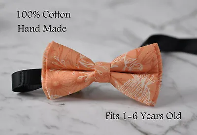 Boy Kids Baby MEADOW TOILLE 100% Cotton Orange Peach Bow Tie Bowtie 1-6Years Old • £3.69