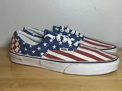 Size 10.5 - Vans Doren Mens Era Low Top USA Flag American Red White Blue Shoes • $49.99