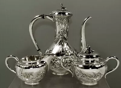 Japanese Sterling Tea Set   C1890 Arthur & Bond • $1050