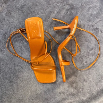 $52.80 • Buy Zara Strap Leather High Heeled Sandals