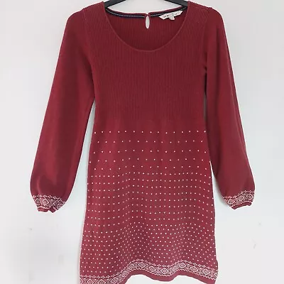 £7.49 • Buy Fat Face Mulberry Pink Knitted Jumper Dress Size 10 Fair Isle Nordic Tunic