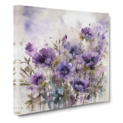 Lavender Flower Abstract Art No.1 Canvas Wall Art Print Framed Picture Decor • £24.95