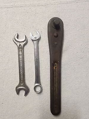 VINTAGE APCO MOSSBERG TOOLS 1/2” DRIVE RATCHET 10” LONG USA+ 2 Rare Wrenches  • $18.59