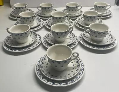 Barratts Of Staffordshire Blue Clover Cups Saucers Small Plates Set Of 11 • £43.23