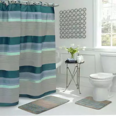 Contemporary Multi-color Striped Striped Polyester Shower Curtain Sets • $30.50