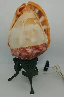 1920's Antique Vintage Italian Hand Carved Cameo Shell Lamp EUC (LL) • $129.99