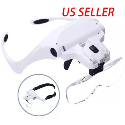 Magnifying Glass LED Light Head Loupe Jeweler Watch Bright Magnifier With 5 Lens • $14.95