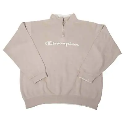 Vintage Champion Embroidered Spell Out Quarter Zip Sweatshirt - L • $89.99