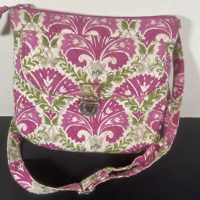 Vera Bradley Heather Crossbody Saddle Hipster Purse Handbag Pink Green • $7.50