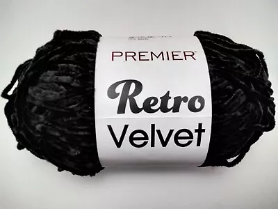 Premier Retro Velvet Yarn 1-Skein 10oz 100% Polyester #5 Bulky Col: Black • $10.90