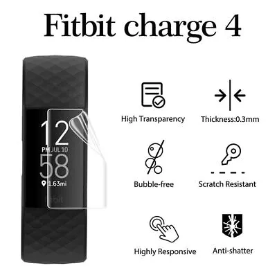 $1.96 • Buy Screen Protector TPU Protective Film Full Cover For Fitbit Charge 4 Smart Band