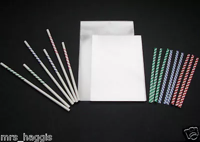 50 X 4.5  CandyStripe Cake Pop Kit Red & White Blue & White Green & White Paper  • £4.75