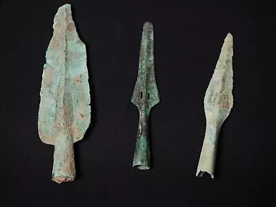 Three 2000-2500 Year Old Vietnamese Dong Son Bronze Spear Points • $599