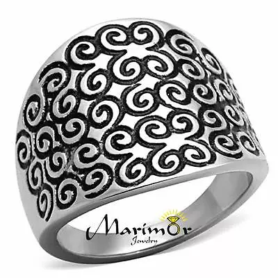 Stainless Steel High Polished Swirl Epoxy Design Fashion Ring • $14.37