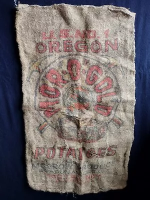 Vintage Mor•O•Gold Oregon Potatoes Burlap Sack 100 Pounds • $24