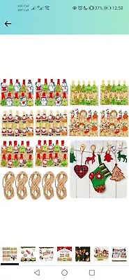 Wooden Pegs 100 Pcs Mini Christmas Card Holder Pegs And String Jute Twine With • £10.99