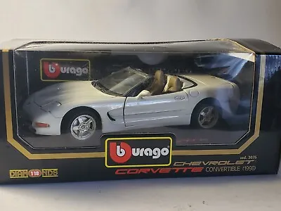 Bburago 1998 Chevy Corvette C5 Convertible 1:18 Diecast Car Burago White 3376 • $29.95