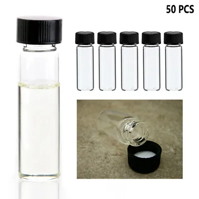 50PC Mini Clear Glass Vial Bottles Caps 1 3/8 Tall 4 ML Gold Panning Prospecting • $18.95