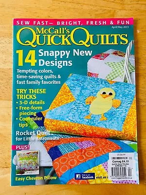 Mccall's Quick Quilts Apr / May 2013 14 Snappy Designs 3-d Details Cool Ruler Ti • $6.21