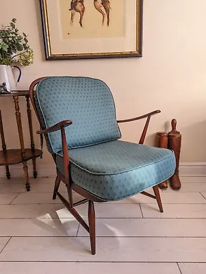 £325 • Buy Vintage Ercol Windsor Model 344 Lounge Chair Armchair Green Newly Upholstered 