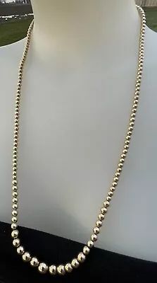 Vtg 14k Rolled Gold Graduated Bead Ball Necklace Krementz USA Made 13.8 Gm  24  • $39.99