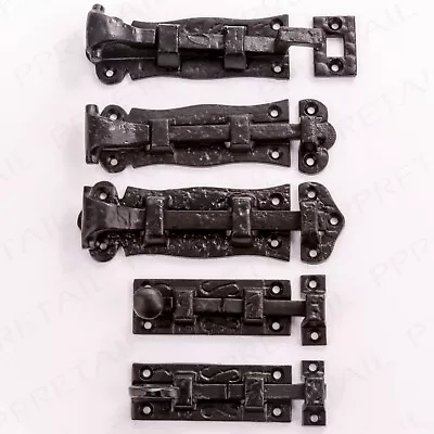 ANTIQUE TOWER DOOR GATE BOLTS Country Black Cast Iron Decorative Latch/Catch • £8.19