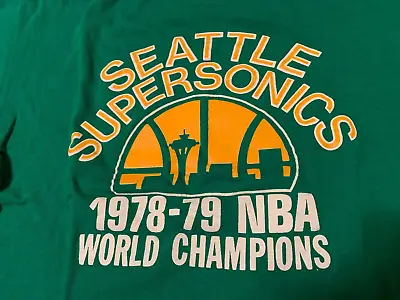 REAL VINTAGE Seattle Supersonics NBA World Champions T-Shirt Purchased In 1979 • $129.99