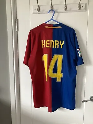 £150 • Buy Thierry Henry Home Barcelona #14 2008 - 2009 Nike Shirt Medium RARE
