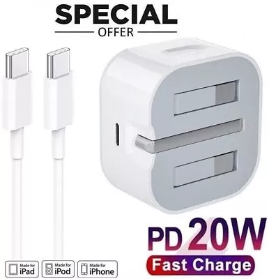 20W Fast USB-C PD Plug Charger For IPhone 15 15 Pro Max IPad Air 4th/5th Gen • £10.77