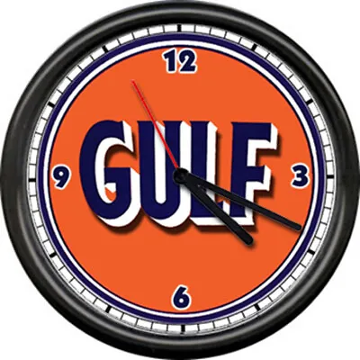 Gulf Gas Service Station Pump Attendant Retro Vintage Gasoline Sign Wall Clock • $26.95