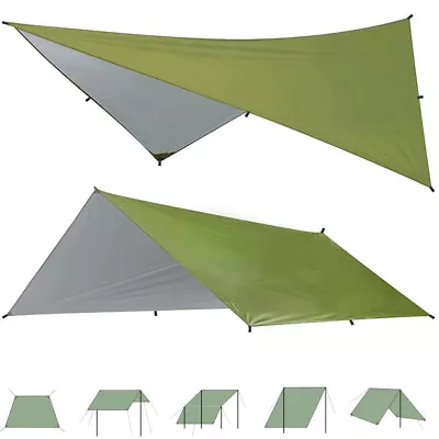 300cm Tent Tarp Hammock Rain Sun Shade Shelter Camping Picnic Pad Mat Waterproof • £17.96