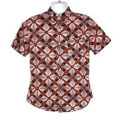 J. Crew Men's Short Sleeve Stretch Cotton Slub Shirt Tropical Print Size M • $18