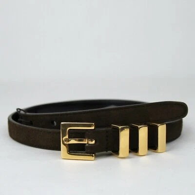 $259.99 • Buy Saint Laurent YSL Unisex Brown Suede Leather CLASSIC 3 PASSANTS Belt 314629 2551