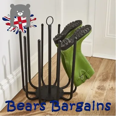 Black Round Boot Shoe Rack - 5 Pair - Welly Holder Stand Storage Organizer Tidy • £19.05