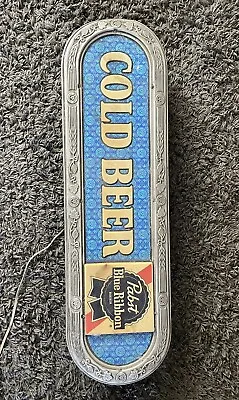 Vtg Pabst Blue Ribbon Beer Sign Cold Beer Advertising Light Working Large 12 X40 • $250