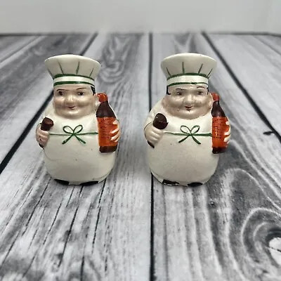 Vintage Hand Painted Baker Chef Salt And Pepper Shakers From Japan • $14.10