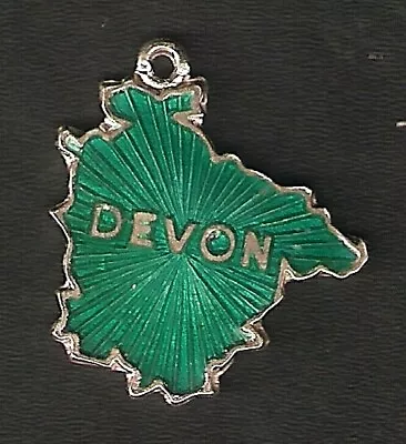 £4.99 • Buy Devon ‘map’ - Vintage Silver Enamel Shield Bracelet Souvenir Charm.