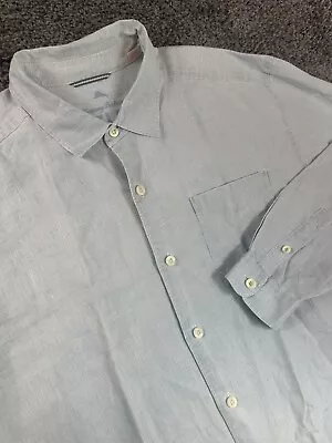 Tommy Bahama Long Sleeve Button Linen Hawaiian Shirt Mens XLX Light Blue Relax • $19.99