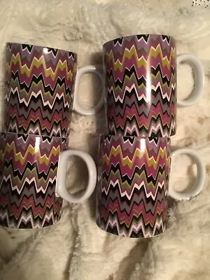 MISSONI For Target Coffee Mug SET OF 4 Purple Passione Zig Zag 16 Oz Cup NEW • $99.99