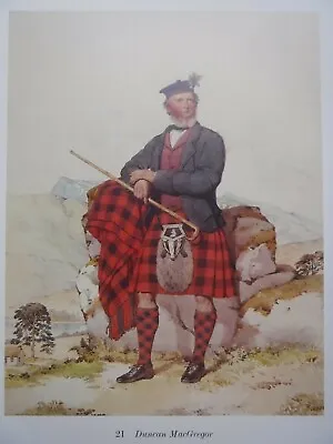 Highlander Regalia Clan Print 21 Rob Roy Tartan Kilt Duncan MacGregor Dated 1868 • £15.95