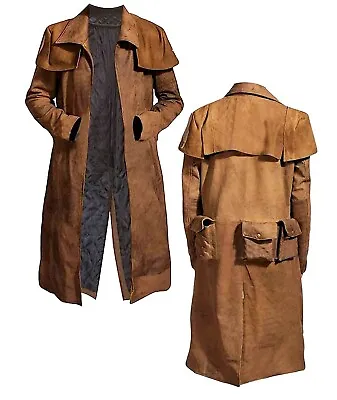 Men's Western American Fallout Vegas Veteran Long Coat Ranger Real Suede Leather • $159.99