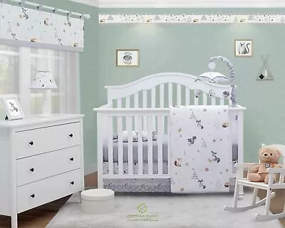 5 Pieces Forest Fox Grey Baby Boy Girl Nursery Crib Bedding Sets By OptimaBaby • $41.99