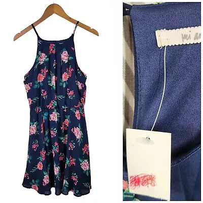 New Mi Ami Dress Size Medium Spring Floral Garden Party Blue Pink NWT • $19.99