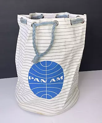 Vintage Pan Am Airways Travel Duffle Laundry Vinyl Bag 10.5 X 9 • $55.99