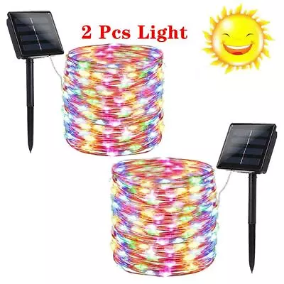 2 Pack LED Solar Fairy String Lights Copper Wire Waterproof Outdoor Garden Decor • $12.98