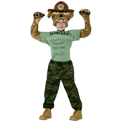 Military Soldier Chesty The Marine Bulldog Child Costume Size Medium 7-10 • $14.99