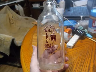 W. H. Lee Milk From Tuberculin Tested Cows Quart Bottle From Worcester Mass.?? • $10