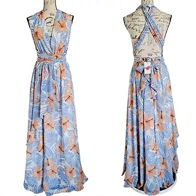 L' Atiste By Amy Multi-Way Maxi Boho Floral Long Flowy Halter Neck Dress Size 1X • $45