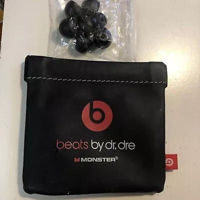 Beats By Dre Monster Earbuds Black Soft POUCH ONLY!  7 Replacement Bud Caps. • $10