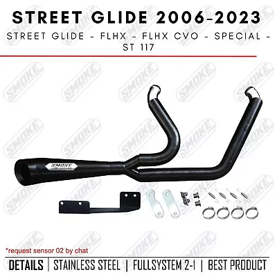 Exhaust Custom 2-Into-1 Fit Harley Davidson Street Glide 2006-2023 Full System • $470